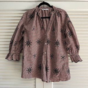 Zara Gingham Button Down Tunic